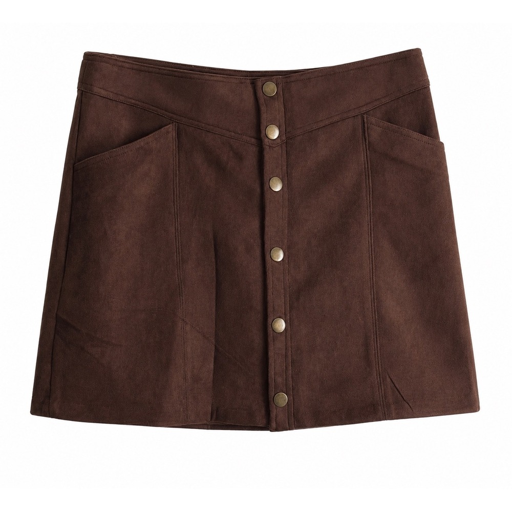 NWT Truth by Republic Faux Suede Mini Skirt XL Chocolate Brown MSRP $58